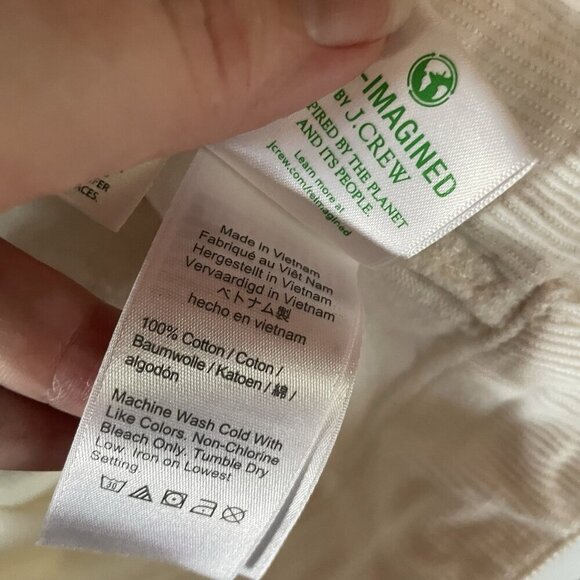 J Crew Womens Camp Pant Sz Large Tall LT Ivory Corduroy Tie Waist Garment Dyed - Picture 7 of 7